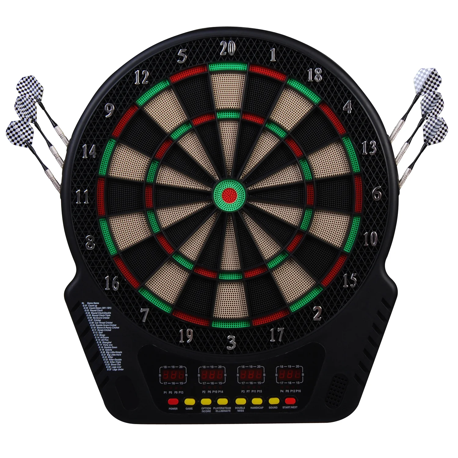 HOMCOM elektronische Dartscheibe Dartboard 27 Spiele 16 Spieler