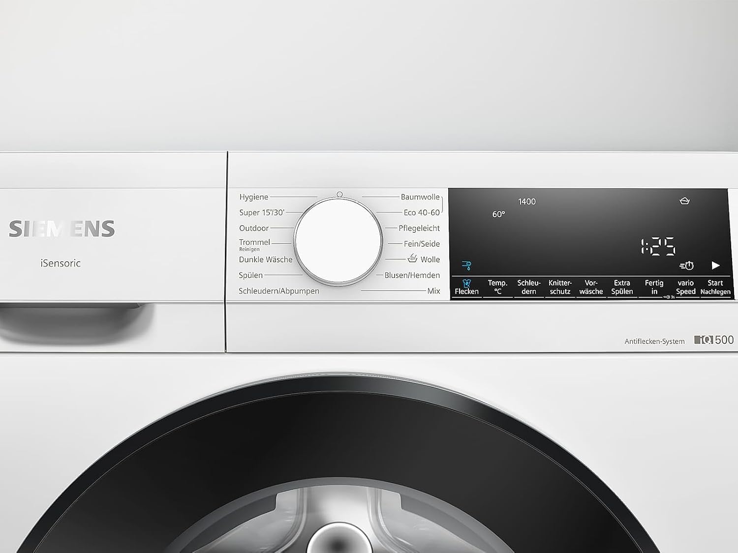 Siemens WM14N122 iQ300 Waschmaschine / 7kg / D / 1400 U/min/Outdoor-Programm/varioSpeed Funktion/Nachlegefunktion, Wei/Schwarz