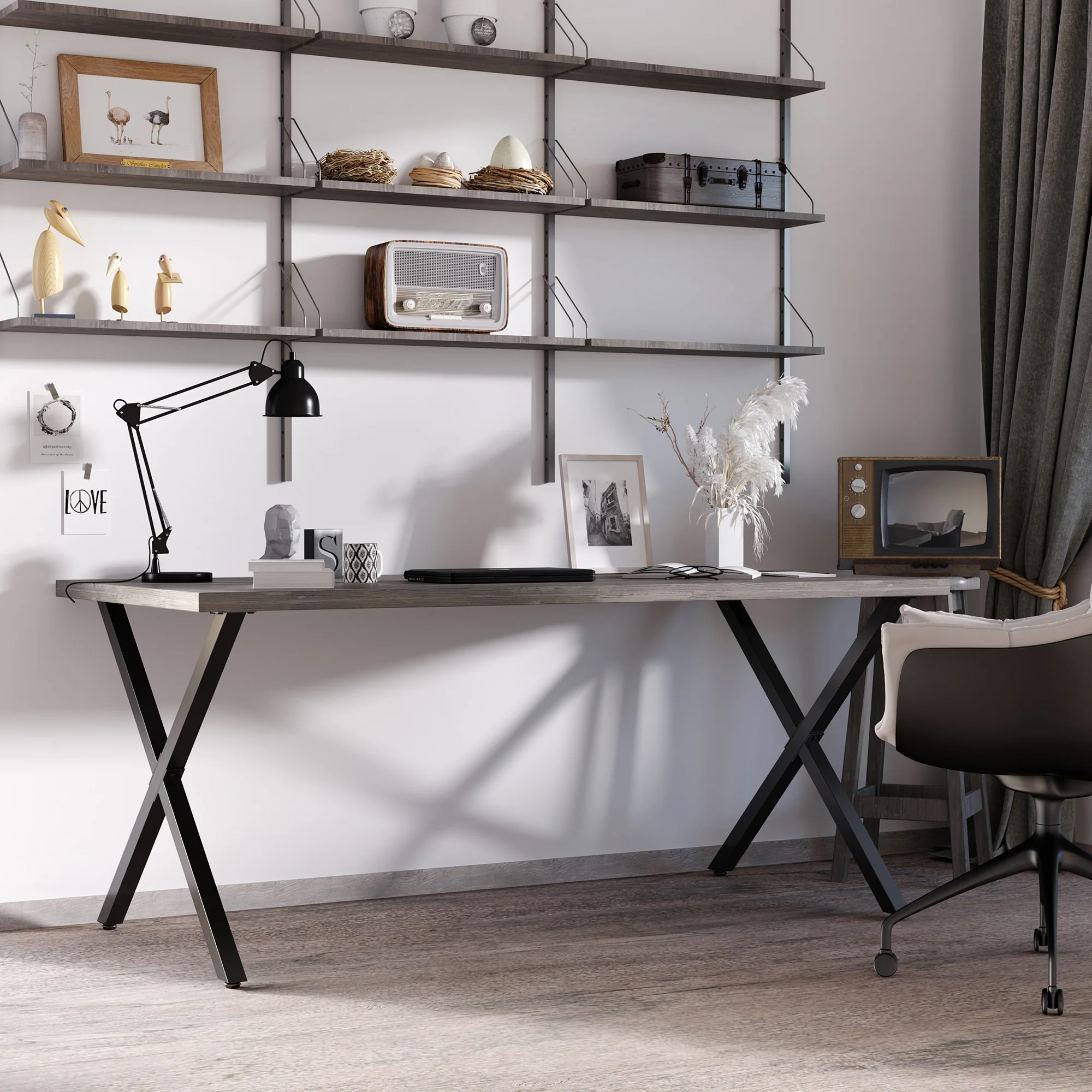 HOMCOM Tischbeine X-Form einfache Montage vielseitig einsetzbar