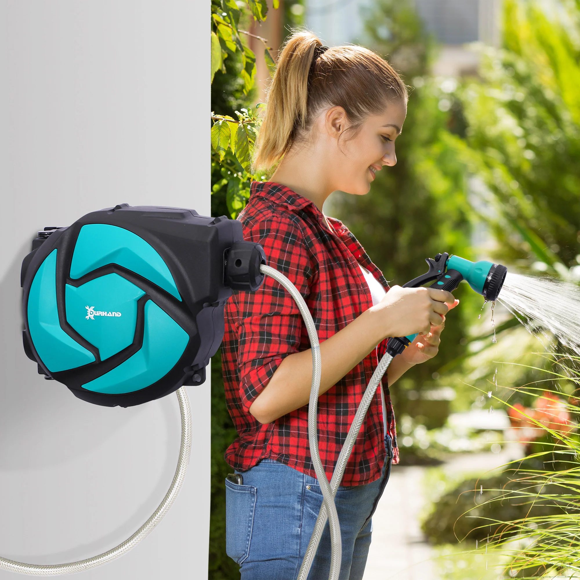 Durhand Gartenschlauchtrommel 10?m mit Multibrause & Frostschutz