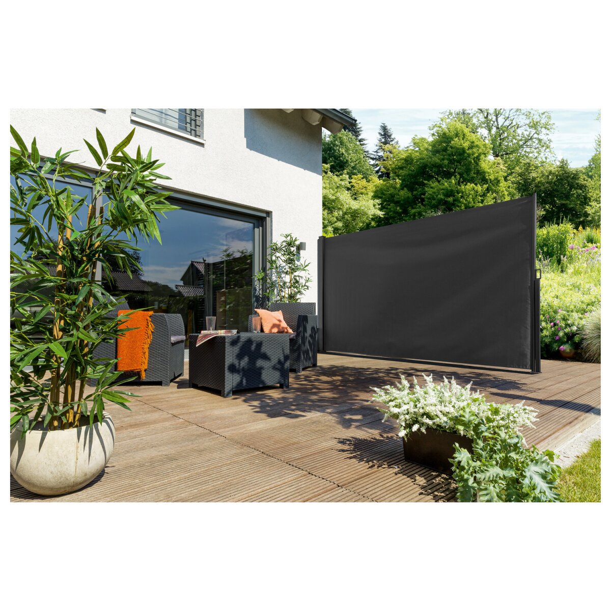 LIVARNO home Seitenmarkise, 350 x 200 cm, schwarz - B-Ware sehr gut