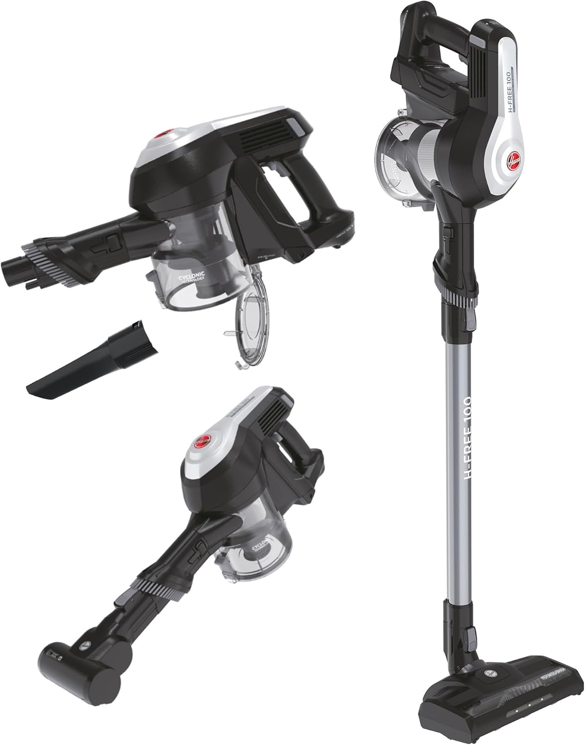 Hoover Akku-Staubsauger Tierhaare H-FREE 100 PETS ohne Beutel + Tierdüse I bis 40 Min. Laufzeit I Staubsauger kabellos mit LED, XL Staubbehlter & Parkfunktion I Akkusauger mit Fugendüse & Staubbürste