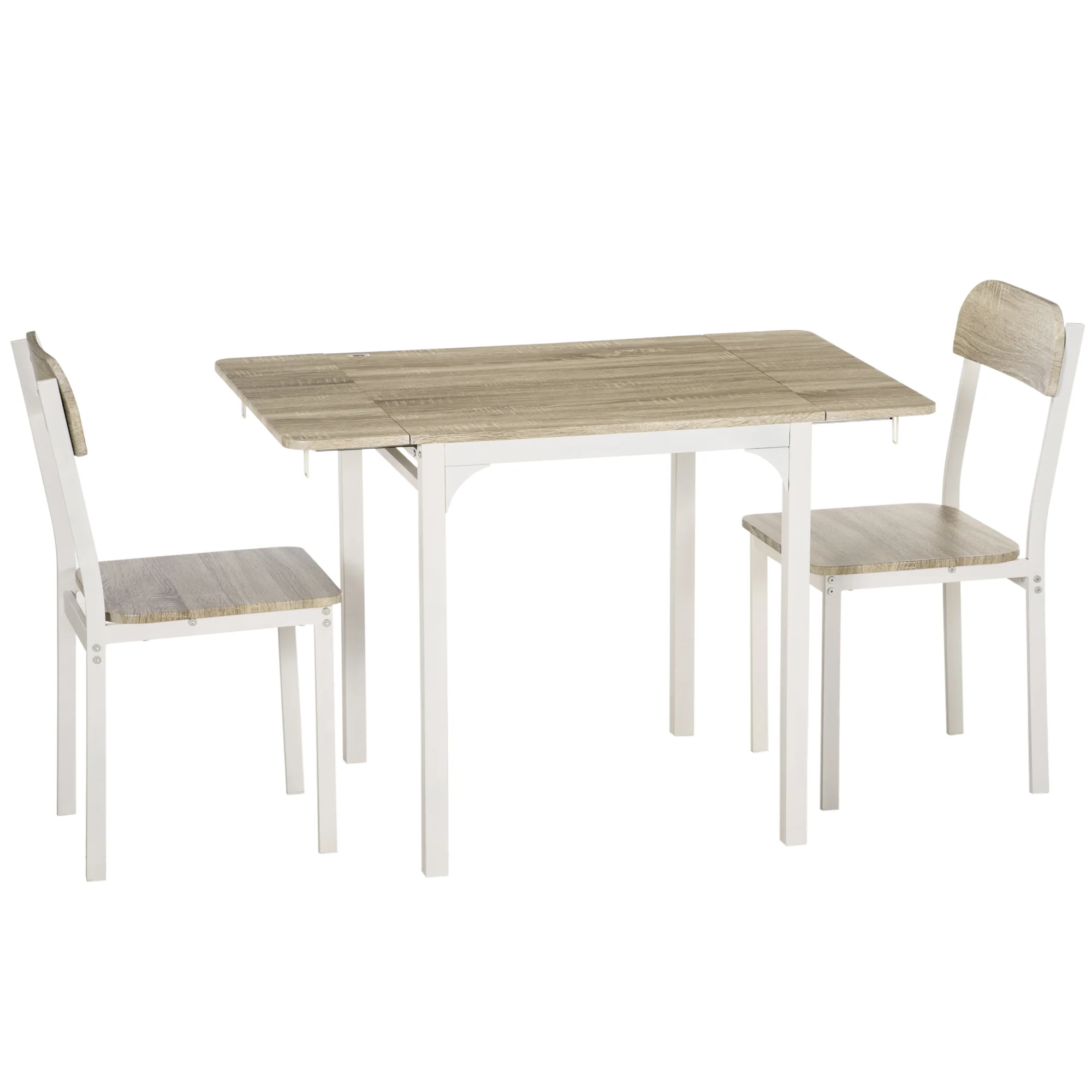 HOMCOM Essgruppe Klapptisch 2 Stühle platzsparend natur weiß