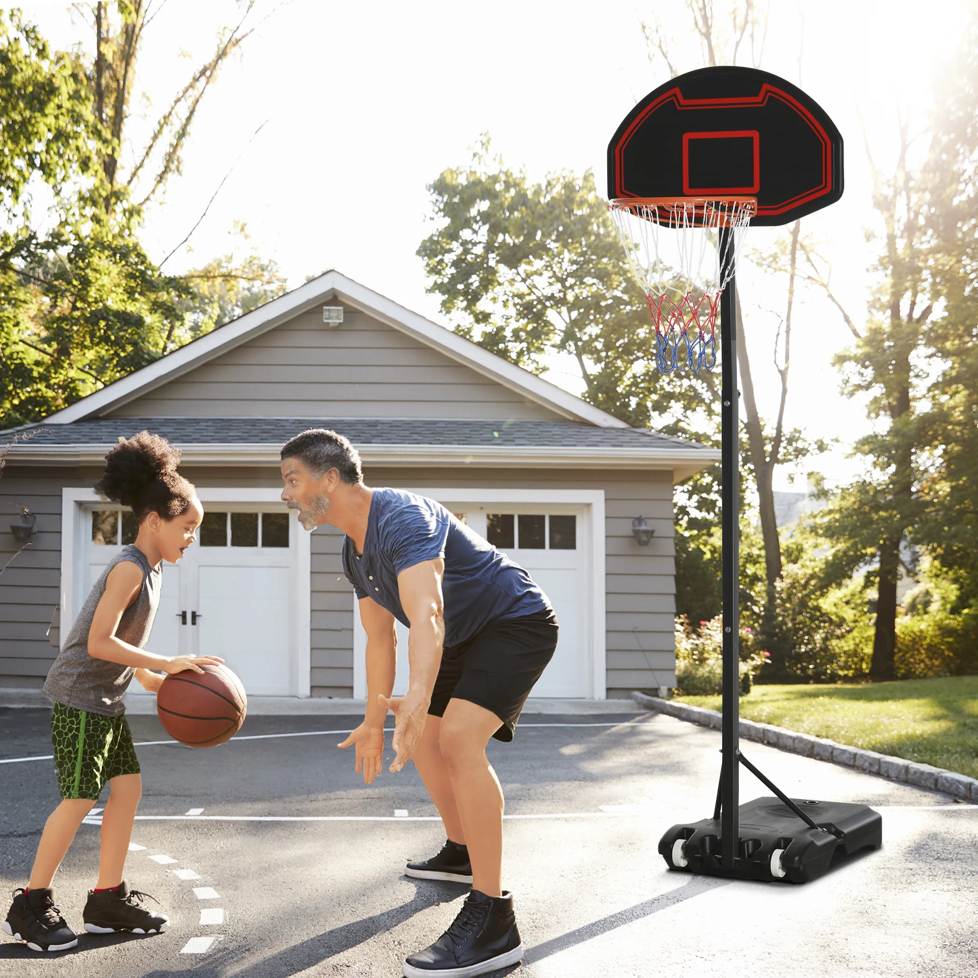 HOMCOM Basketballkorb höhenverstellbar Outdoor mobil mit Rollen