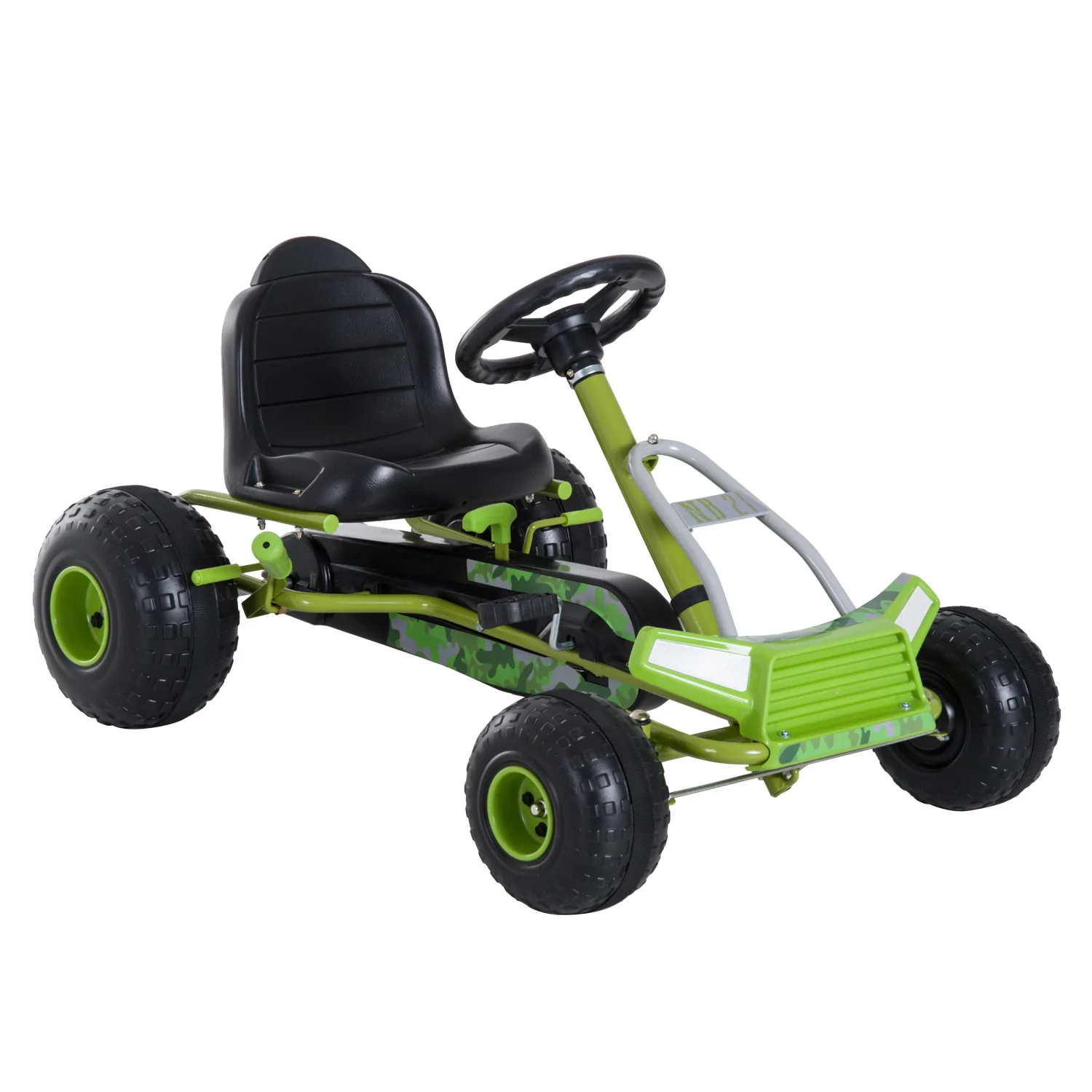 HOMCOM Kinder Go Kart Tretauto Offroad-Design verstellbarer Sitz