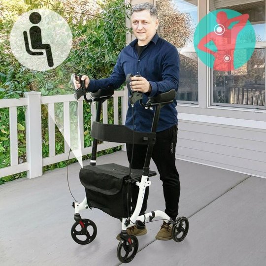 BEST 2021 Combo Standing Upright Rollator Walker With Seat
