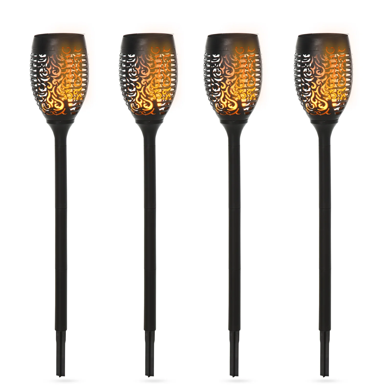 Outsunny Solar Gartenleuchte 4er-Set LED flackerndes Licht Outdoor