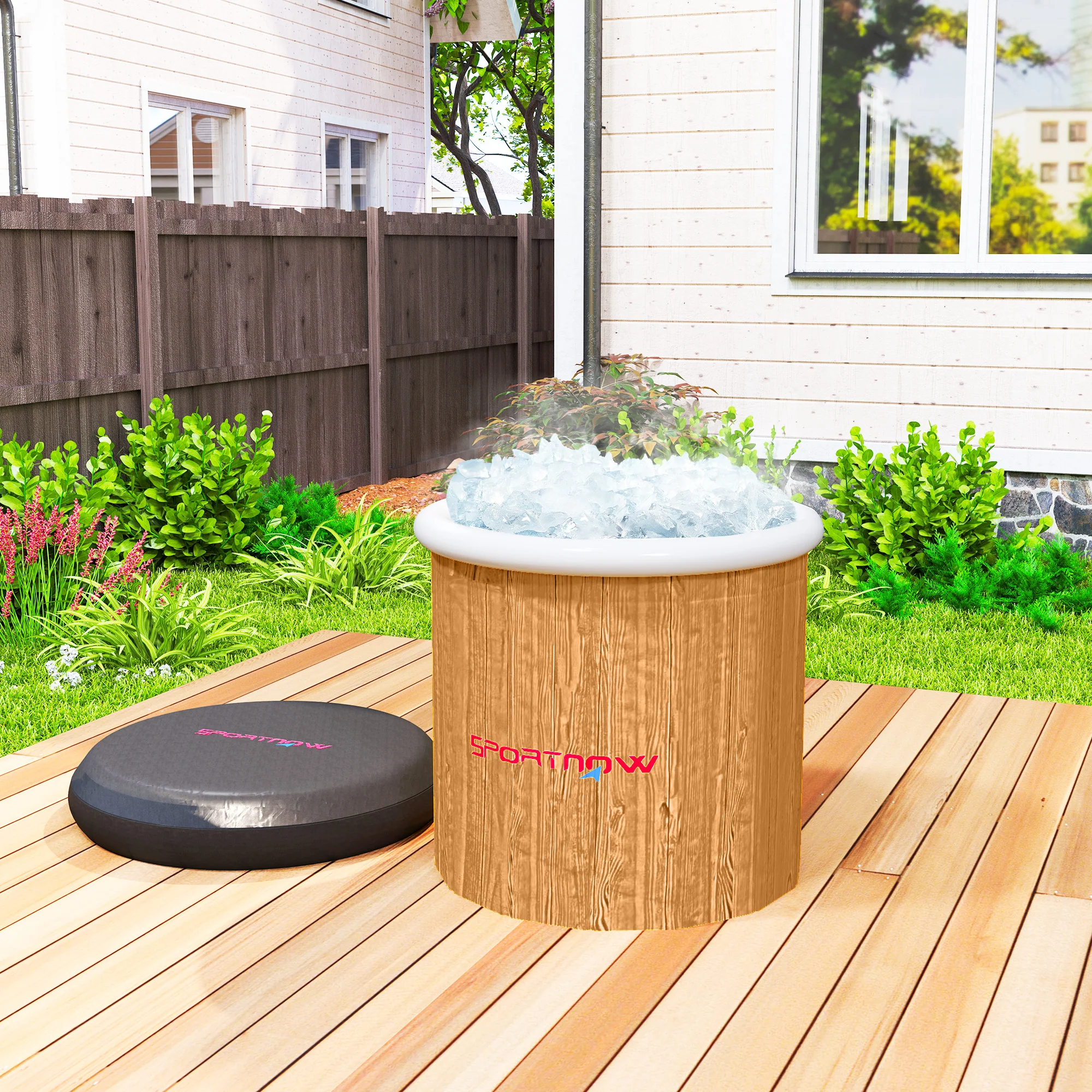 SPORTNOW Eisbadewanne faltbar mit Doppelabdeckung