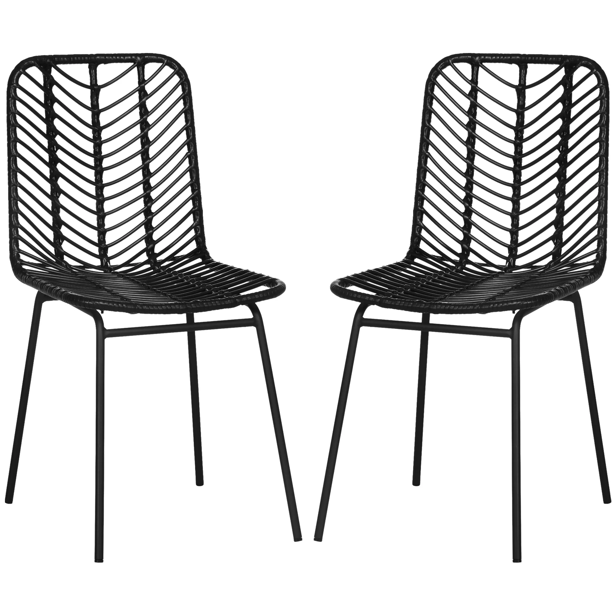 HOMCOM Esszimmerstuhl 2er-Set Boho-Design rattanoptik