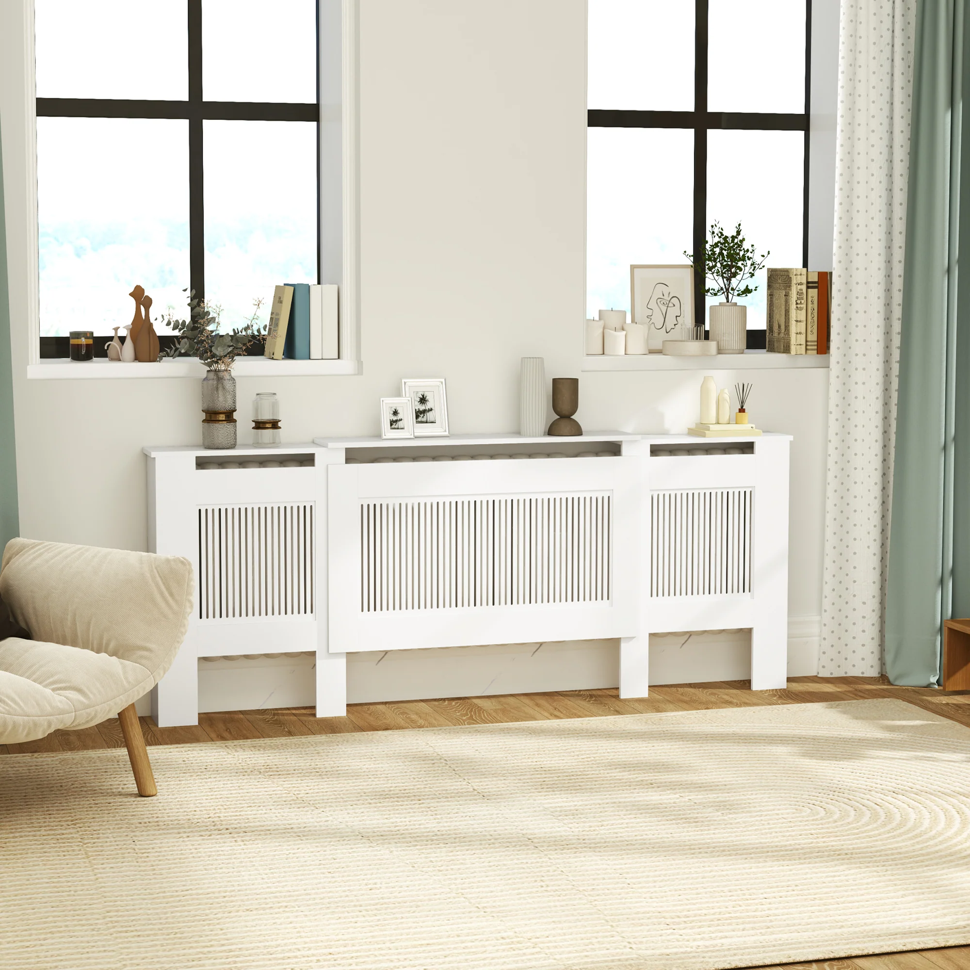 HOMCOM Heizkörperverkleidung ausziehbar mit Ablage Weiß