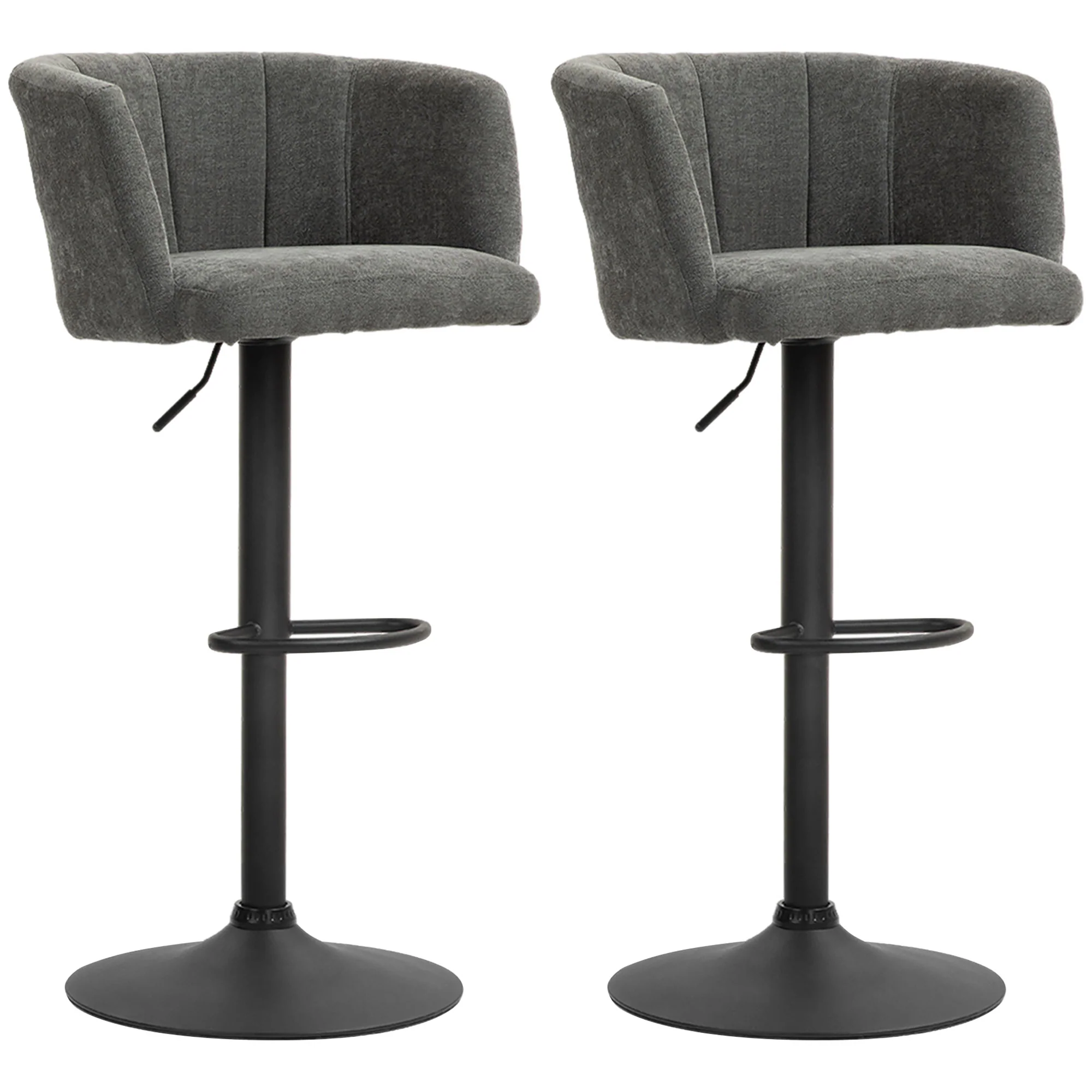 HOMCOM Barhocker 2er-Set höhenverstellbar drehbar Schalenrücken