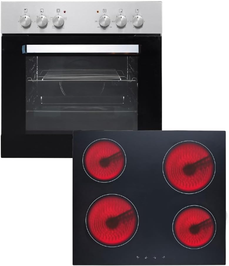 PKM KH-BIC3-I GK IX-2 Einbauherdset Edelstahl 60cm Kochfeld Glaskeramik