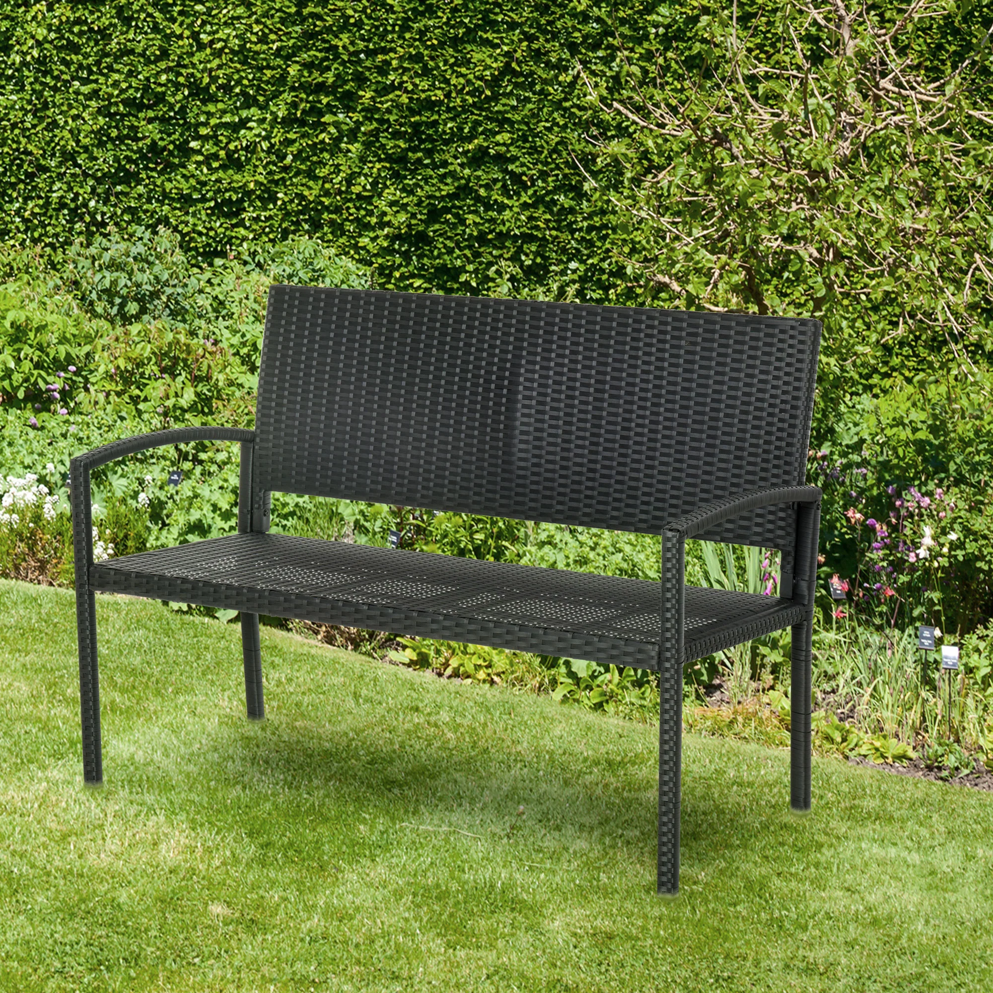 Outsunny Polyrattan Gartenbank 2-Sitzer Outdoor UV-beständig