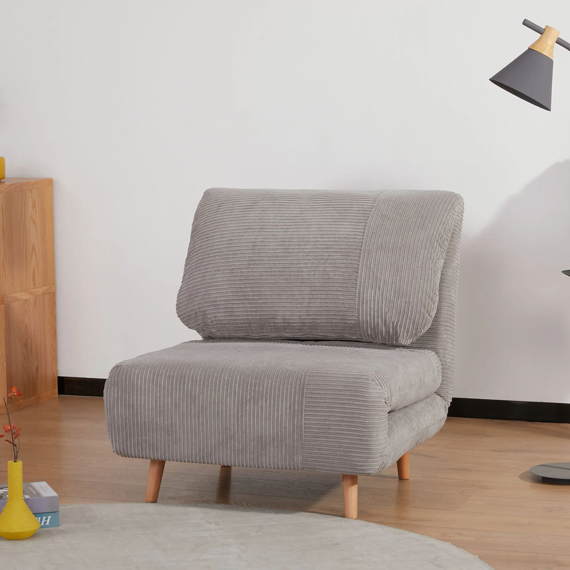 HOMCOM Schlafsessel Schlafsofa 2-in-1 verstellbare Rückenlehne Hellgrau