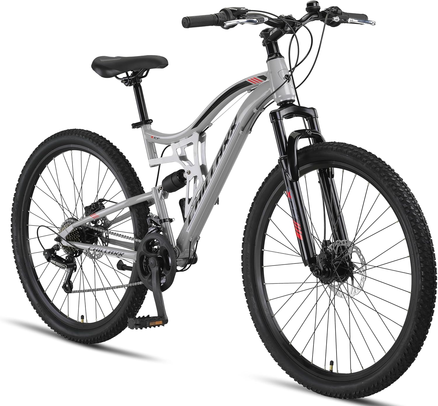 Chillaxx Bike Falcon Premium Mountainbike in 24,26,27.5 und 29 Zoll - Fahrrad für Jungen, Mädchen, Damen und Herren - Scheibenbremse- 21 Gang-Schaltung - Vollfederung