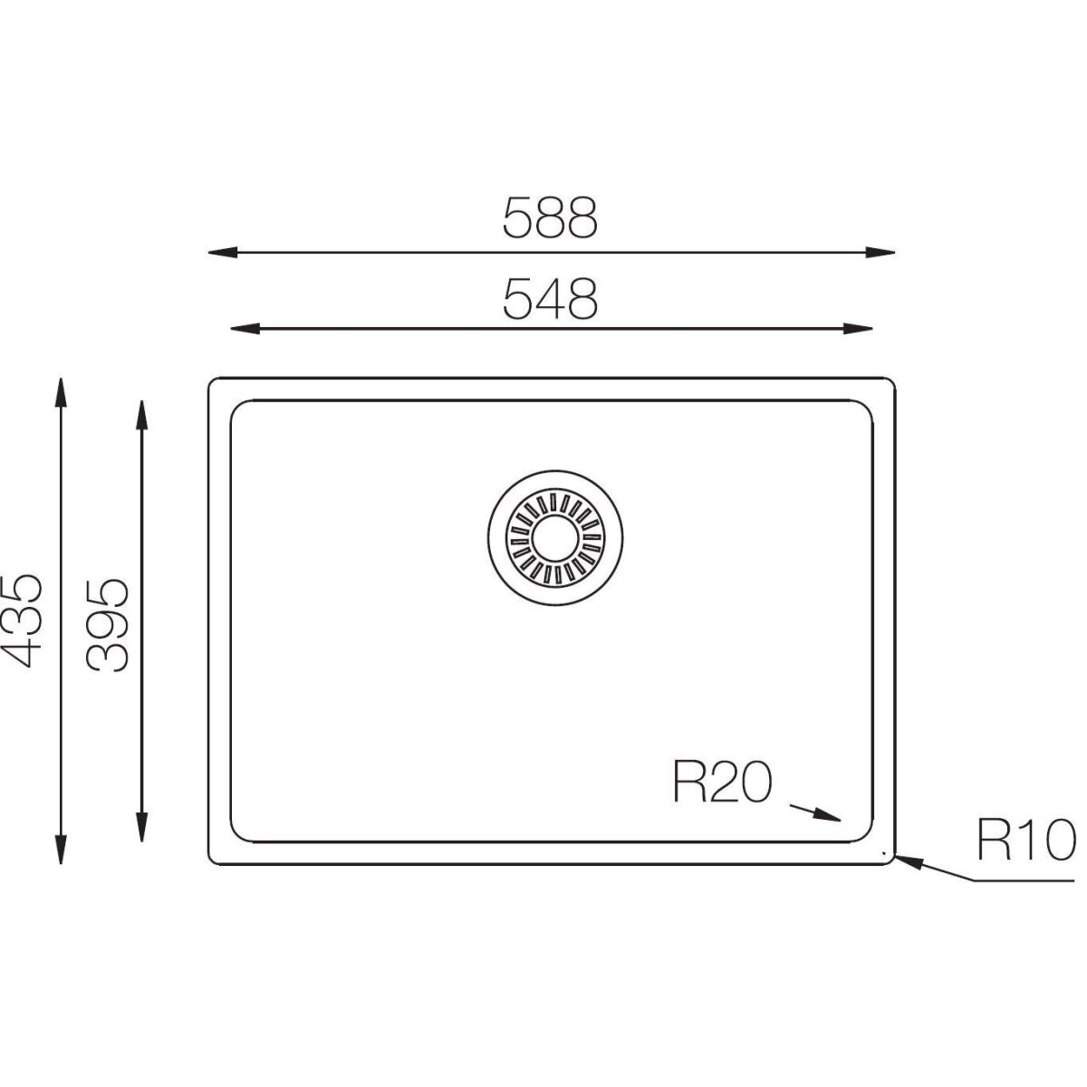 respekta DETROIT Einbauspüle, 59 x 43,5 cm - B-Ware Transportschaden Kosmetisch