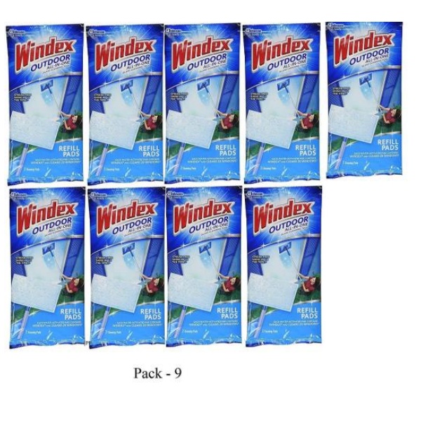 2025 Windex Outdoor All-in-One Window Cleaner Pads (Refill, Pack - 9)
