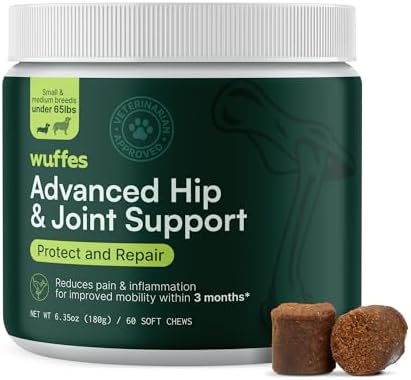 2025 Wuffes Chewable Dog Hip and Joint Supplement for Small & Medium Breeds – Glucosamine & Chondroitin Chews – Dog Joint Supplements & Vitamins – Extended Joint Care – 60 Ct