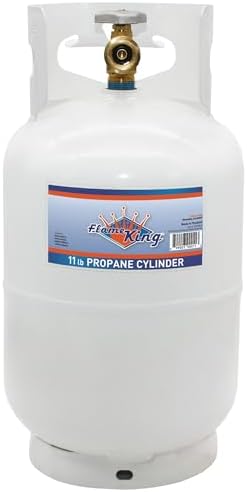 2025 Flame King YSN10LB 10LB Steel Propane Tank Cylinder with Type 1 Overflow Protection Device Valve  for Camping  Fire Pits  Heaters  Grills  Overlanding  White