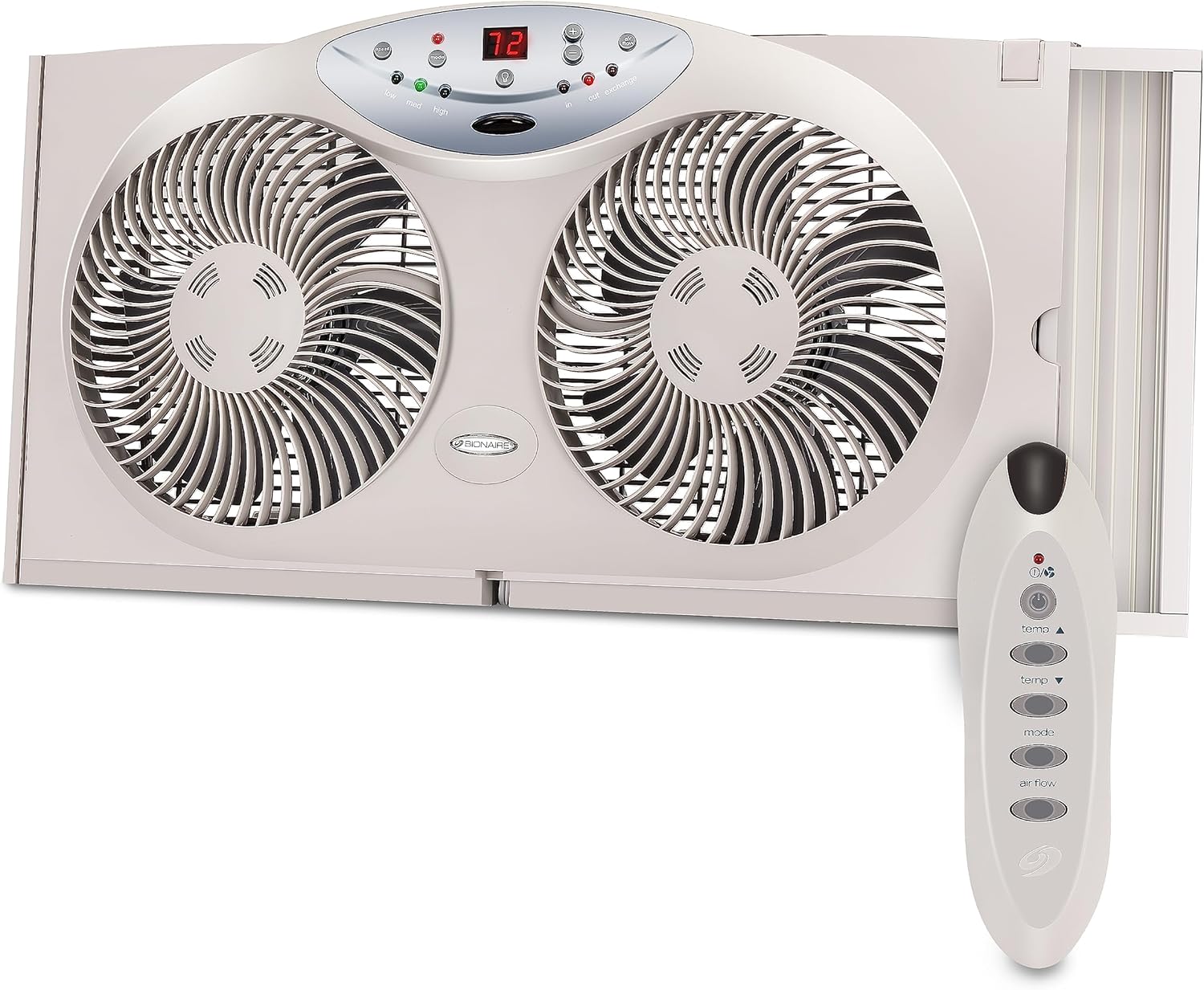 2025 Bionaire 8.5′′ Twin Window Fan with Reversible Airflow  3 Speeds  Remote Control