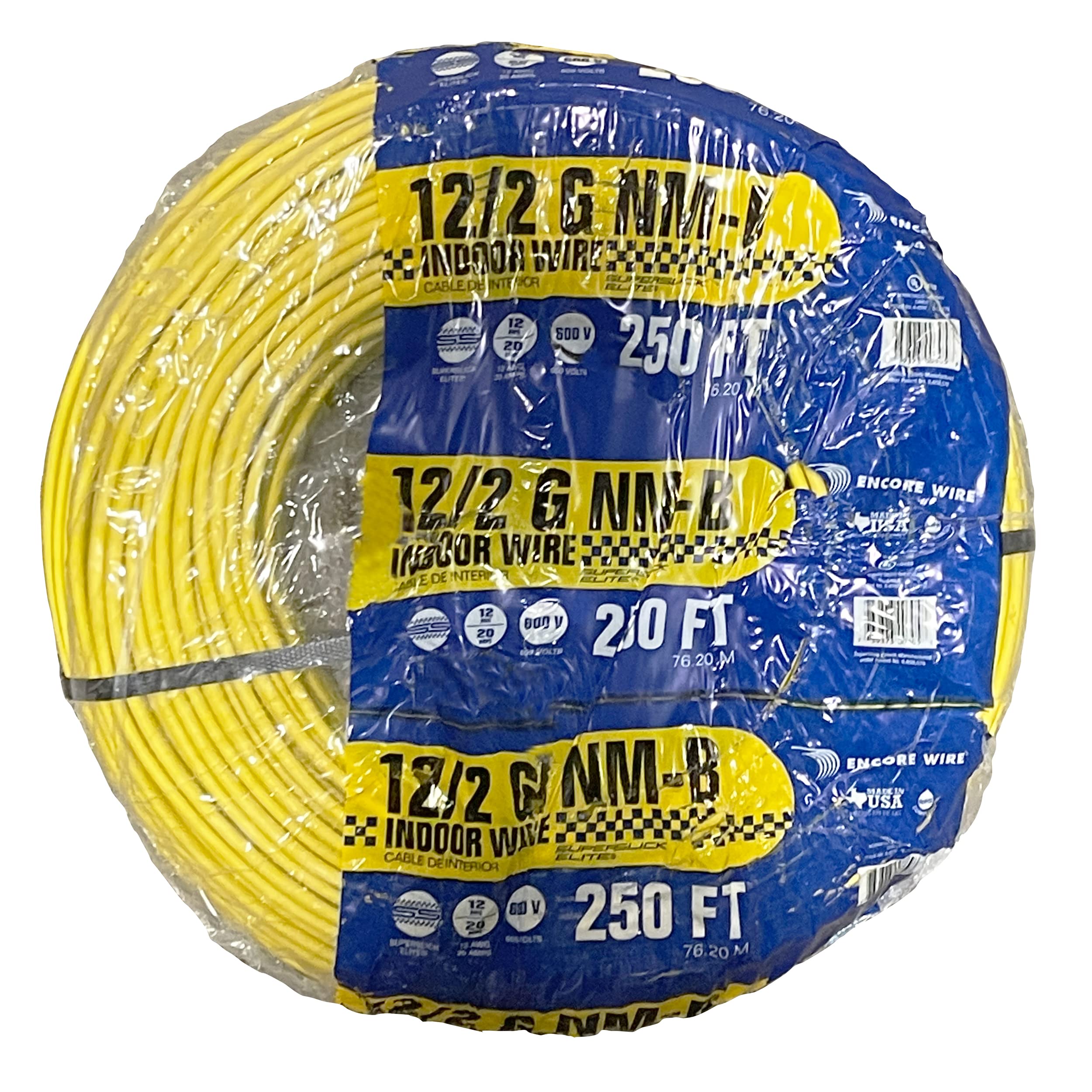 2025 Unbranded* 250-Ft Roll 12-2 AWG NM-B Gauge Indoor Electrical Copper Wire Ground Cable, WHITE (/2)