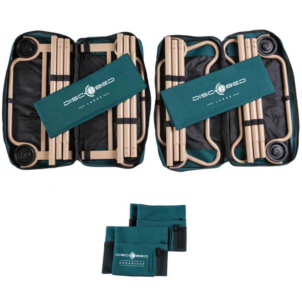 Disc-O-Bed Large Cam-O-Bunk Benchable Double Cot with Storage Organizers, Green