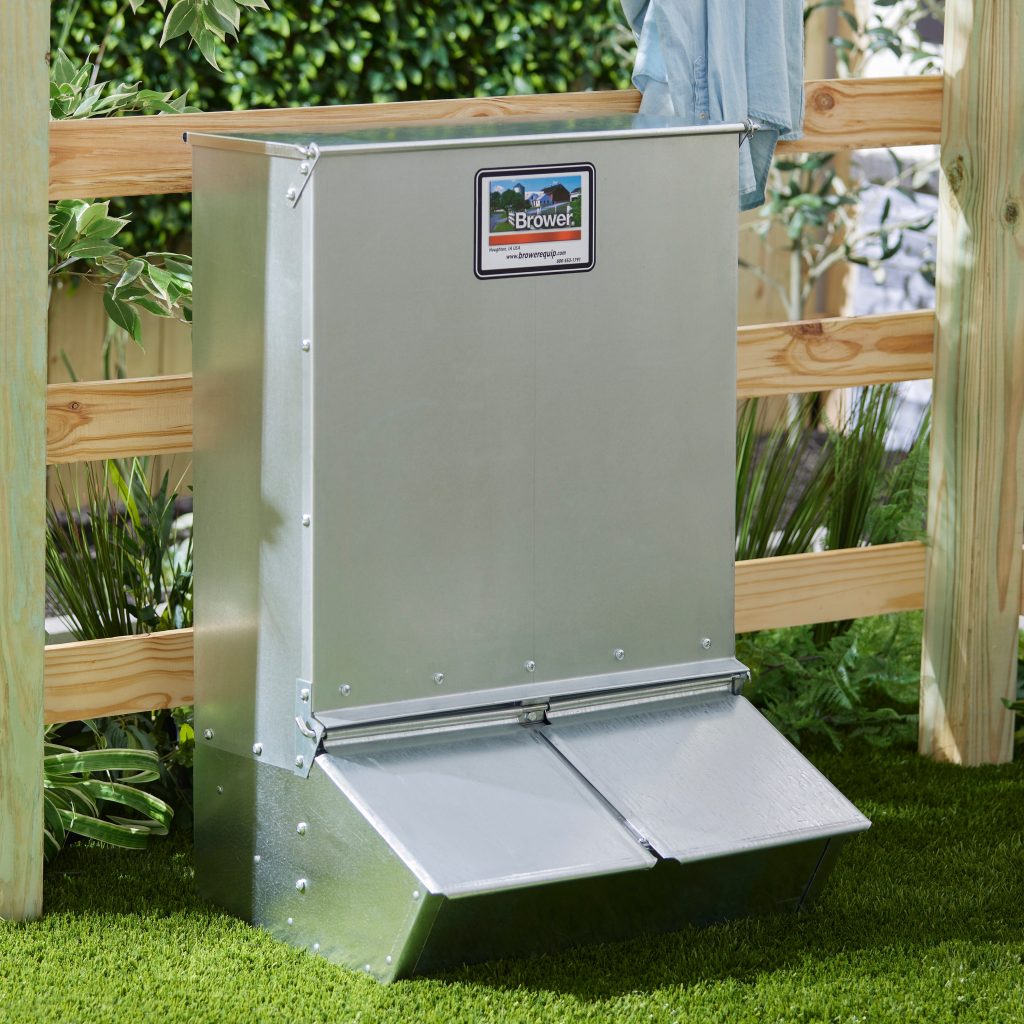 Brower 2 Door Hog Supplement Feeder, 3.7 Bushels, Weather-Resistant, Alloy Steel, Feeds 8 Hogs