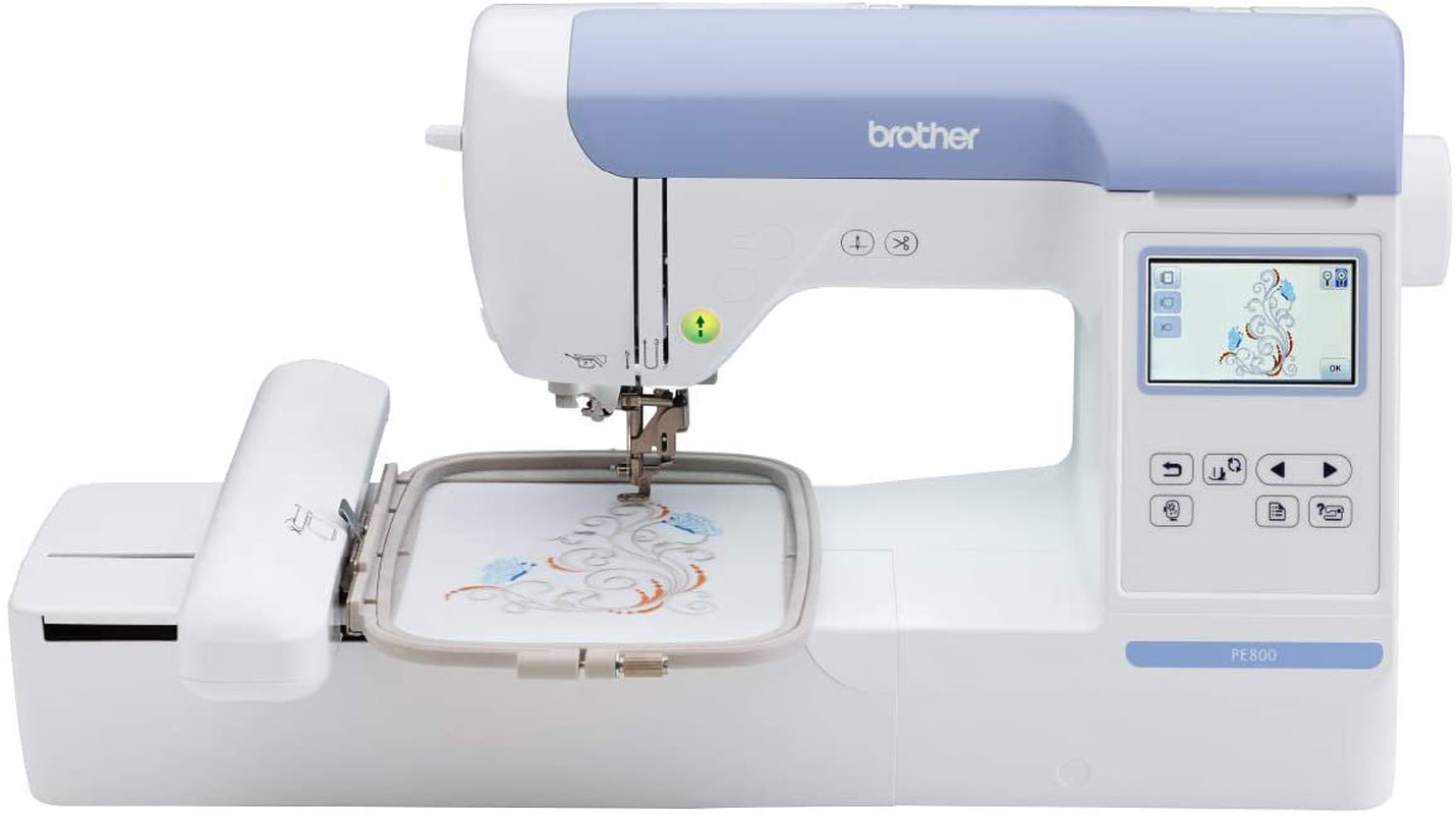 Brother PE800 Computerized Embroidery Machine, 5′′x7′′ Area, LCD Screen, 138 Designs, 11 Fonts, USB Port