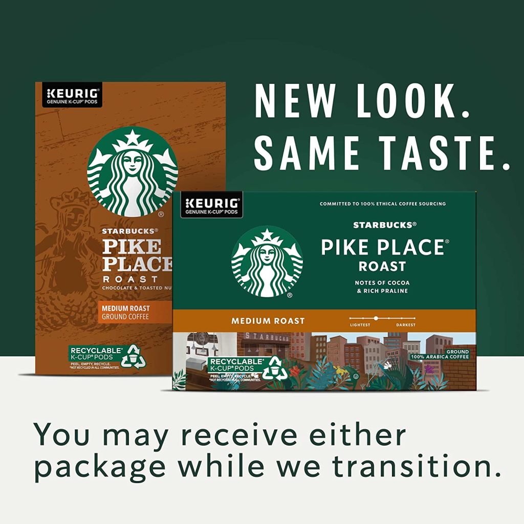 Starbucks Pike Place Roast Medium Coffee K-Cups 96-Count – 100% Arabica, Keurig Compatible