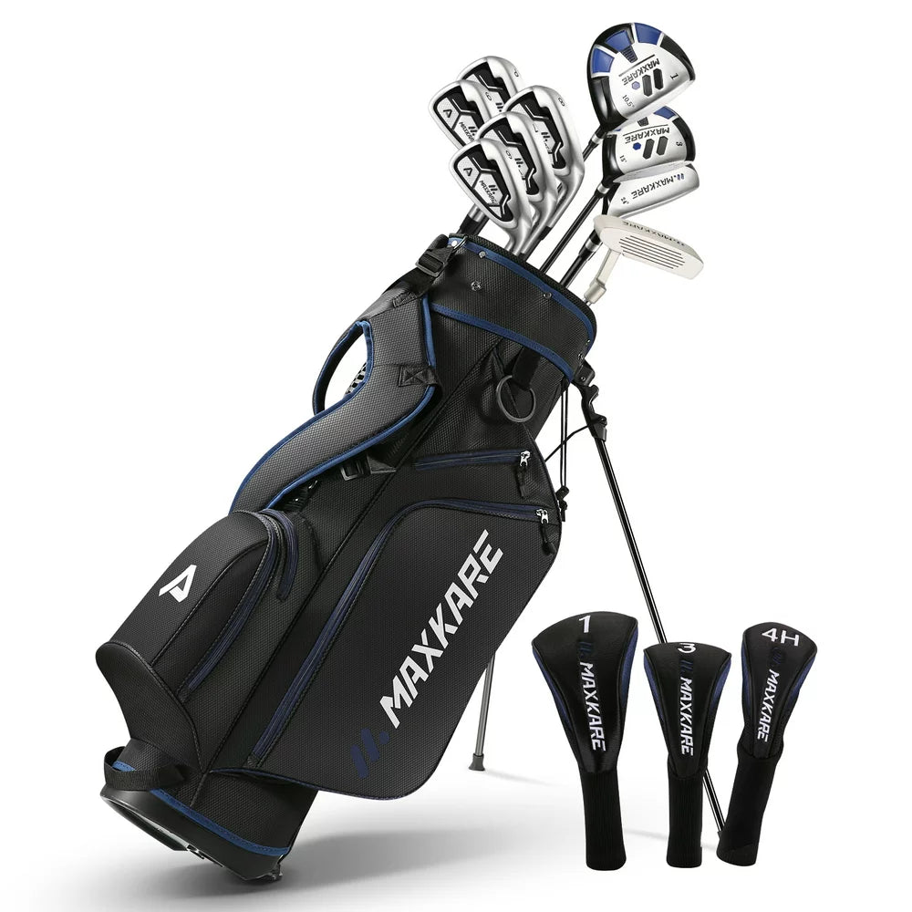 MaxKare Men’s Golf Clubs Set, 13-Piece with Driver, Fairway, Hybrid, Irons, Putter, Stand Bag & Head Covers