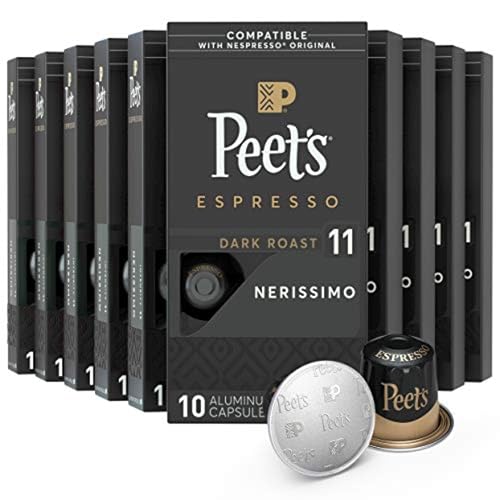 2025 Peet’s Coffee  Dark Roast Espresso Pods  Nerissimo Intensity 11  100 Count (10 Boxes of 10 Espresso Capsules)