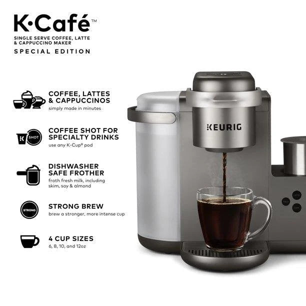 Keurig K-Cafe Single Serve Coffee Maker, Silver/Grey