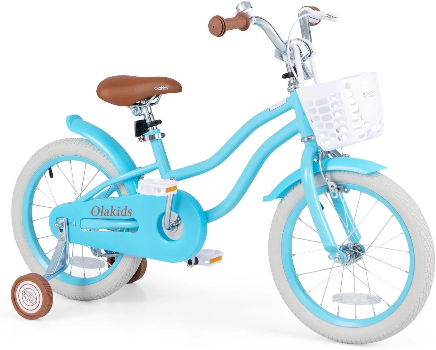 OLAKIDS Kids Bike, 12 14 16 18 Inch Toddlers Bike with Removable Training Wheels Basket, Safety Bell, Adjustable Seat Handlebar, Children’s Bicycle for Girls Boys Age 3-8 Years Old