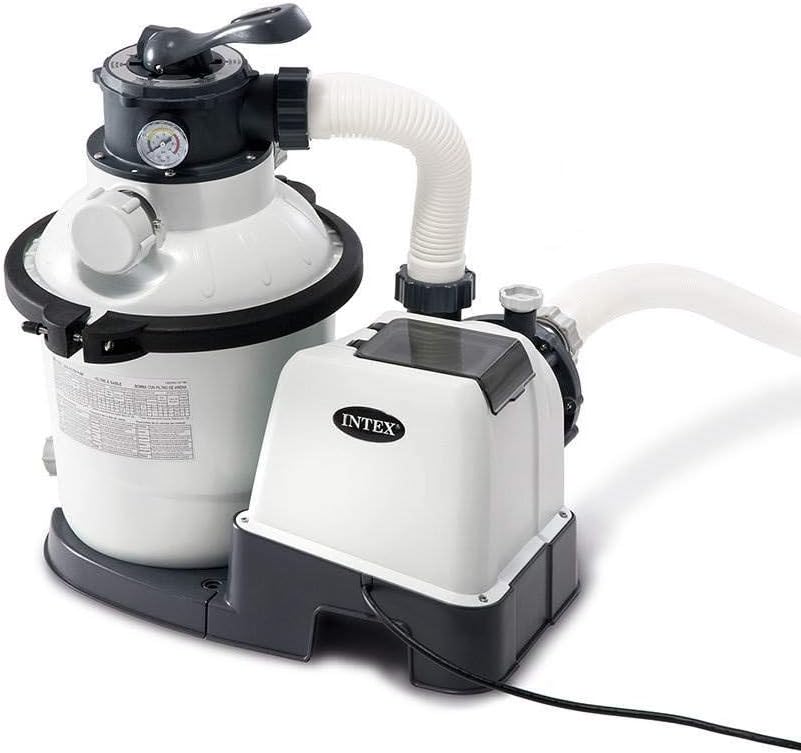 Intex 26651EG Krystal Clear 16 Inch 3,000 GPH Above Ground Pool Sand Filter Pump with Automatic Timer, GFCI, and 6 Function Control, Gray