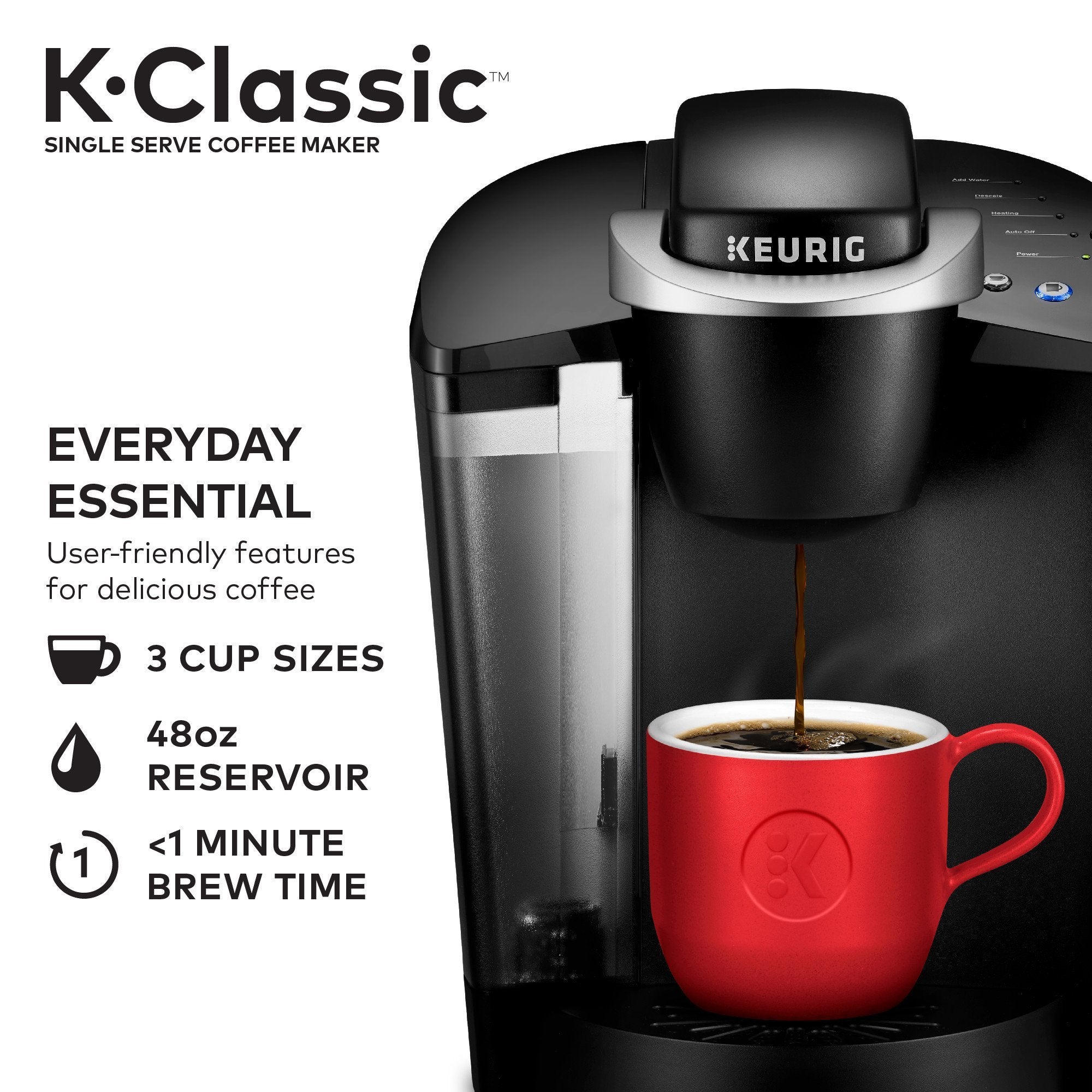 Keurig K-Classic Coffee Maker Single Serve K-Cup Pod Coffee Maker, Black