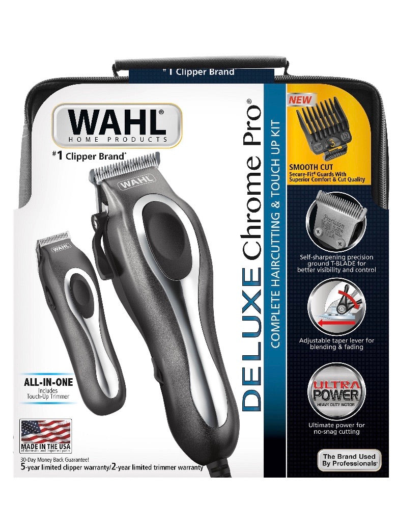 Wahl Deluxe Chrome Pro Clipper and Trimmer Kit 25 Pieces – 79650-1301