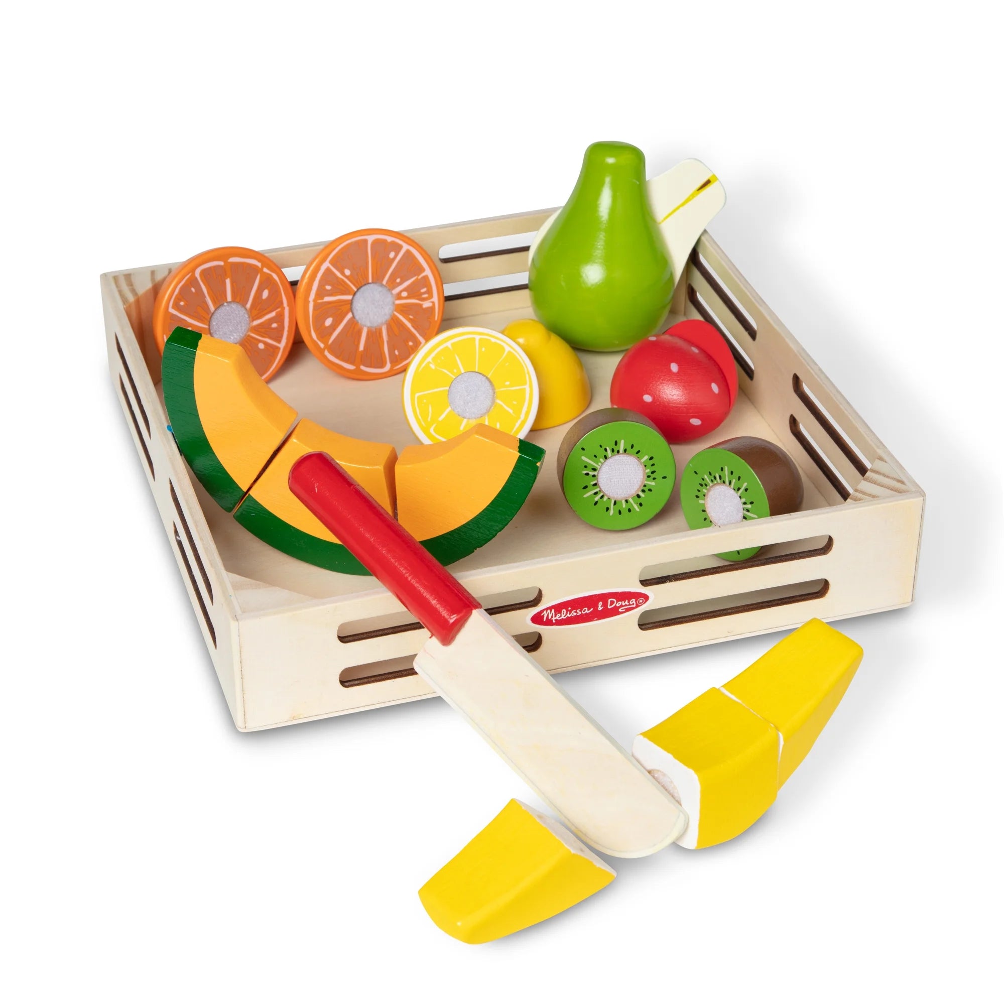 Melissa & Doug Cutting Fruit Set – Wooden Play Food Kitchen Accessory, Multi