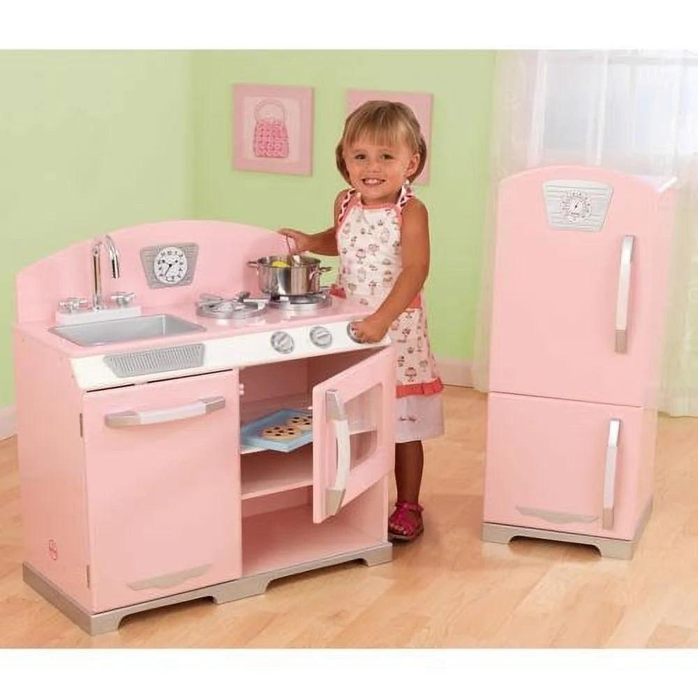 Kidkraft Retro Kitchen and Refrigerator in Pink