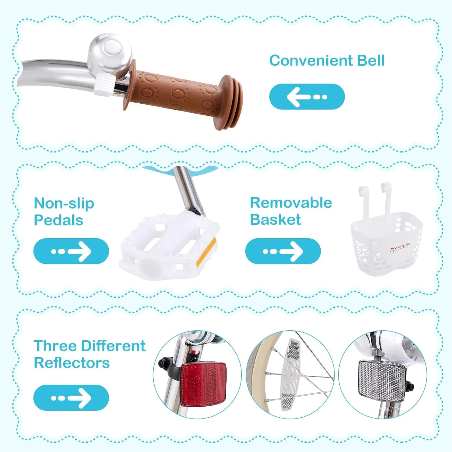 OLAKIDS Kids Bike, 12 14 16 18 Inch Toddlers Bike with Removable Training Wheels Basket, Safety Bell, Adjustable Seat Handlebar, Children’s Bicycle for Girls Boys Age 3-8 Years Old