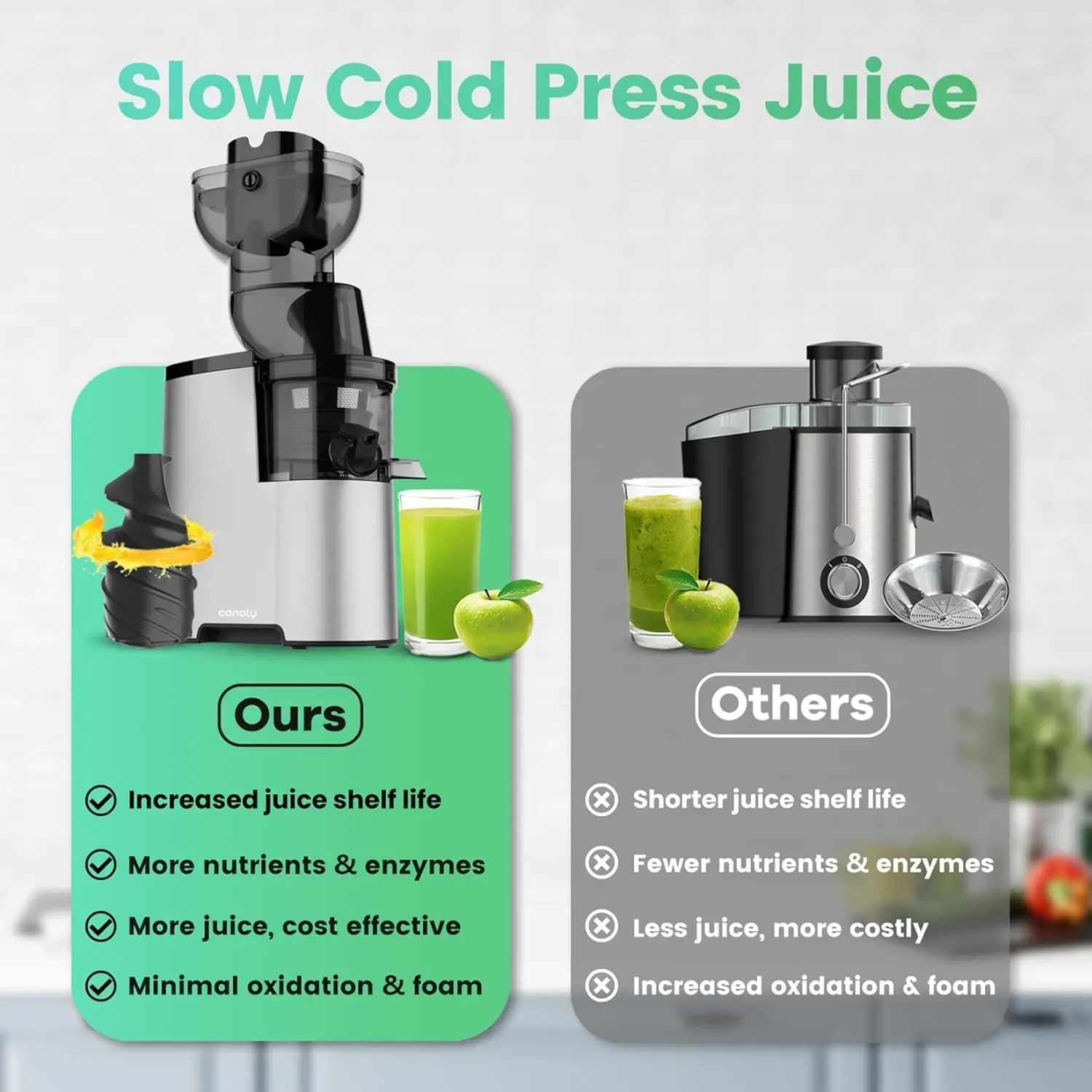 Chew Juicer, 3.5 inch (88 mm) powerful slow cooling juicer, large feed tank