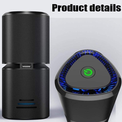 EEEXY Water Cup Car Air Purifier Aluminum Alloy Car Air Purifier USB Charging Car Smart Negative Ion Air Purifier, Black