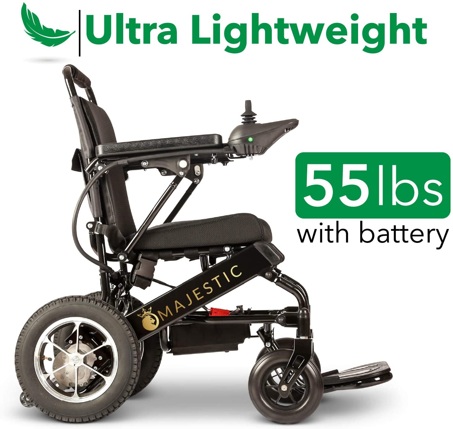 2020 New Folding Ultra Lightweight Electric Power Wheelchair, Silla de Ruedas Electrica, FDA Approved and Air Travel Allowed, Heavy Duty, Mobility Motorized, Portable Power (17.5′′ Seat Width)