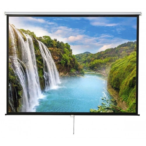 Displays2go, 120 Screening Projector Aluminum, Fiberglass, and PVC Construction  Silver, Black (PRSMAN120)