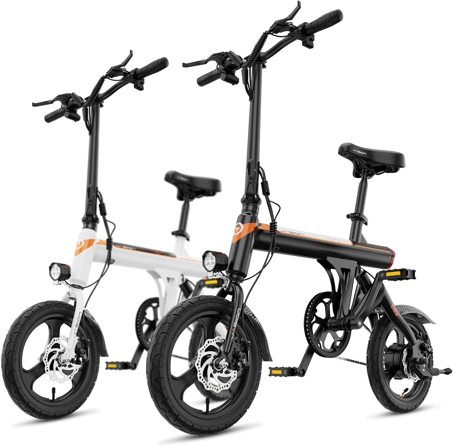 Jasion EB3 Electric Bike Adults 21mph, 500W Peak Motor, 270Wh Battery, Rear Suspension, 3 Levels Assist, 14′′ Folding Ebike for Adults and Teens, Complies to UL2849
