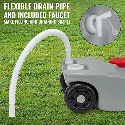 Hike Crew RV 10.6 Gallon Waste Holding Tank | Portable Odorless Black & Grey Water Tote for Camper with Rotating Drain Spout