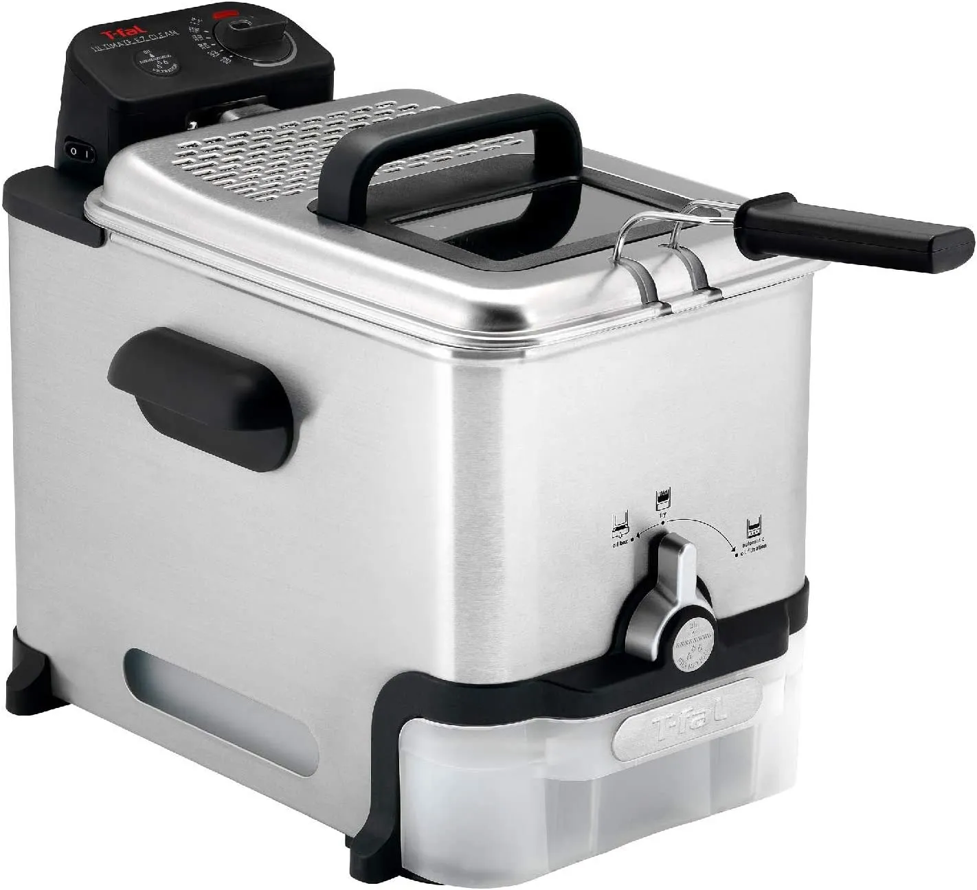 T-Fal Ultimate Steel Deep Fryer with Basket 3.5 Liter Oil and 2.6 Pound Food Capacity