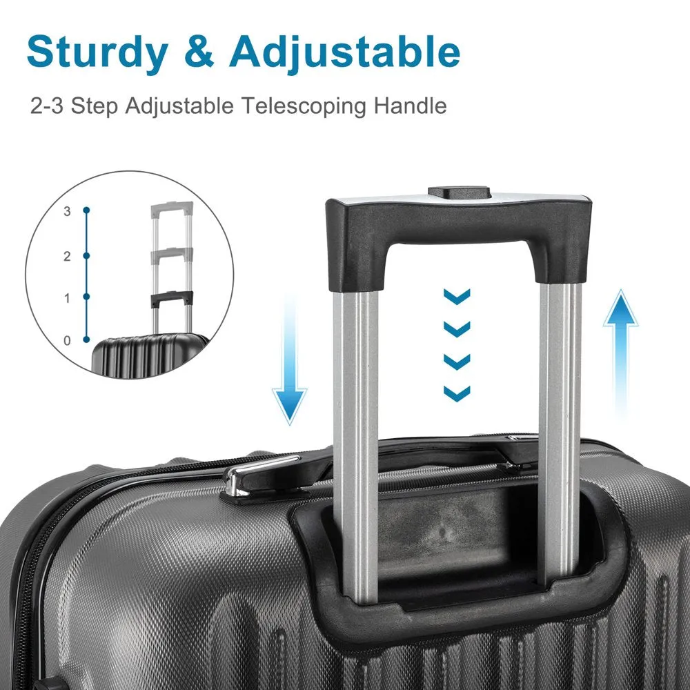 Zimtown 4 Piece Luggage Set, ABS Hard Shell Suitcase Luggage Sets Double Wheels with TSA Lock