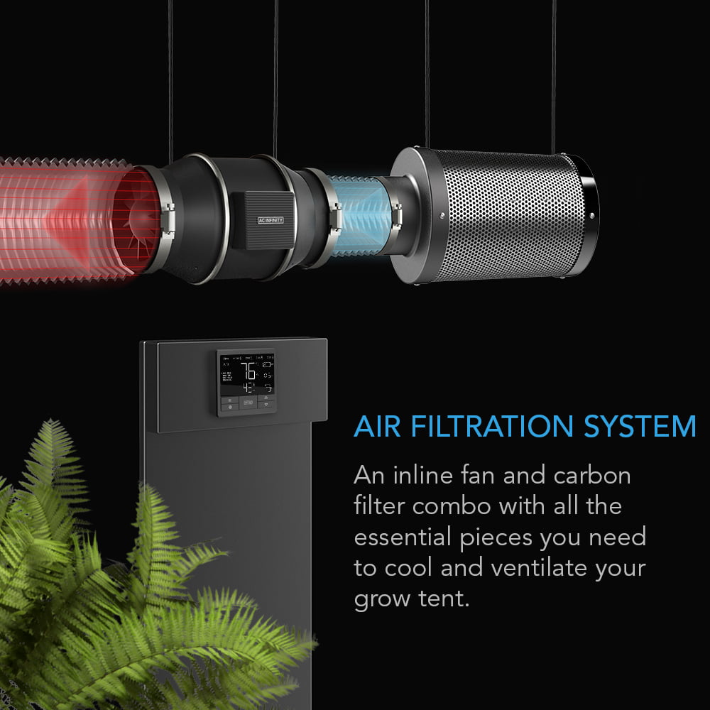 AC Infinity Air Filtration PRO Kit 8�±, CLOUDLINE Inline Fan with CONTROLLER 69, Carbon Filter Ducting Combo, Cooling and Ventilation System for Grow Tents, Hydroponics, Indoor Gardening