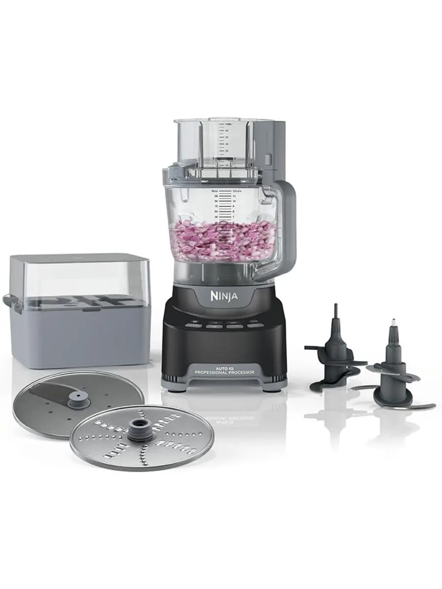 Ninja NF705BRN Professional XL Food Processor, Storage Box, 1200 Peak-Watts, 4-in-1, Chopping, Slicing/Shredding, Purees, Dough, 12-Cup Processor Bowl, 2 Blades & 2 Discs, Feed Chute/Pusher, Black