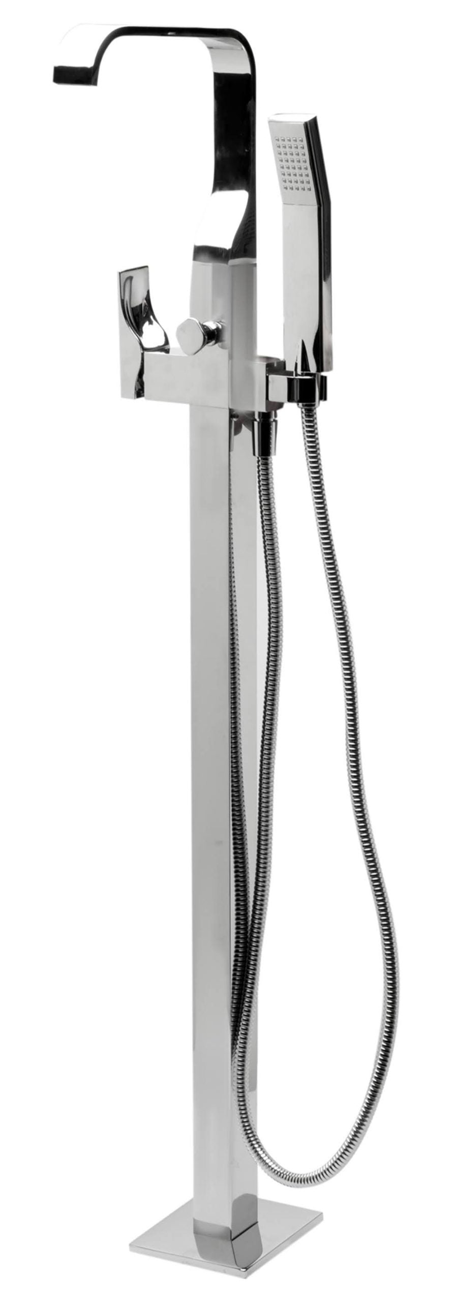 Alfi Brand AB2180-PC Polished Chrome Single Lever Floor Mounted Tub Filler Mixer W Hand Held Shower Head